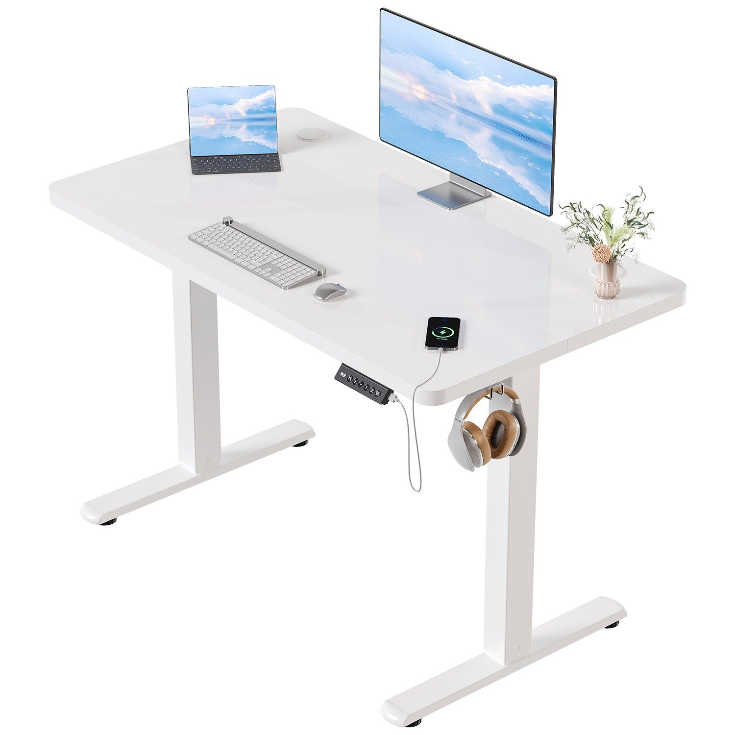 Electric Standing Desk with Integrated USB Charging Port - Single Surface Design