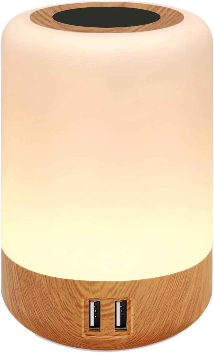 LED Bedside Lamp, with 4 USB Charging Port, Smart Night Light, Touch Control Dimmable Table Lamps, RGB Colour Changing Lights for Bedroom, Living Room, Office, Men, Women (UK Plug)