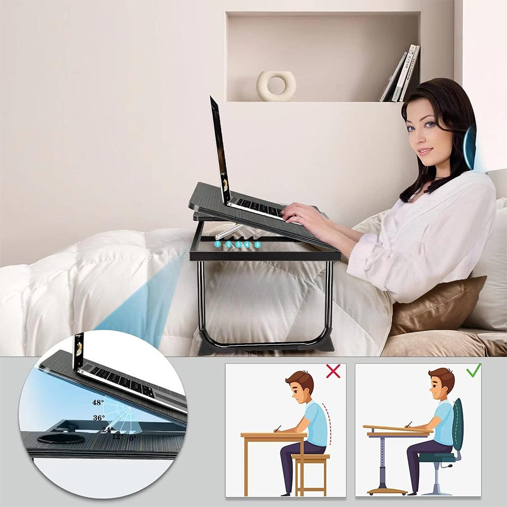 Portable Folding Laptop Table - Versatile Bed Tray and Sofa Desk for Work and Breakfast