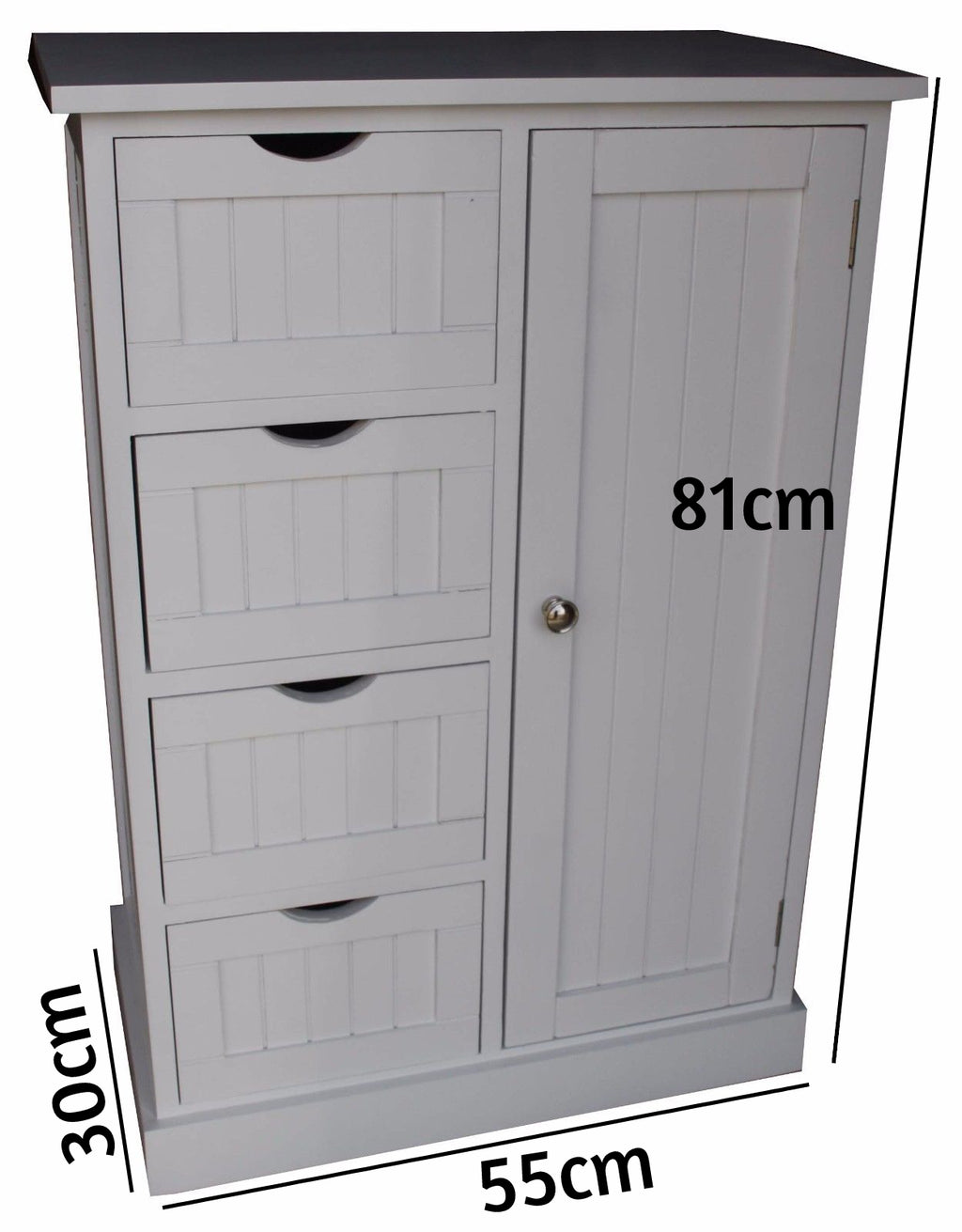 Bathroom Storage Cabinet with 4 Drawers and 1 Door in White Finish