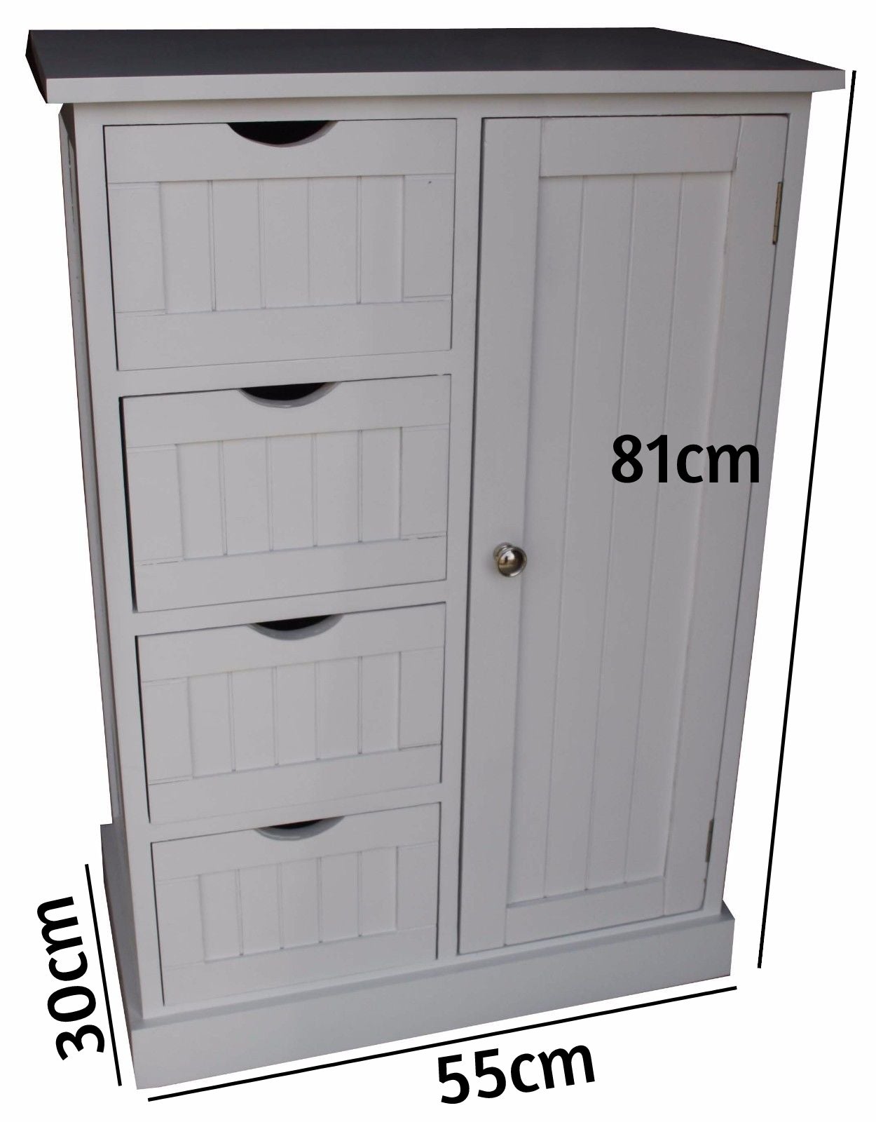 Bathroom Storage Cabinet with 4 Drawers and 1 Door in White Finish