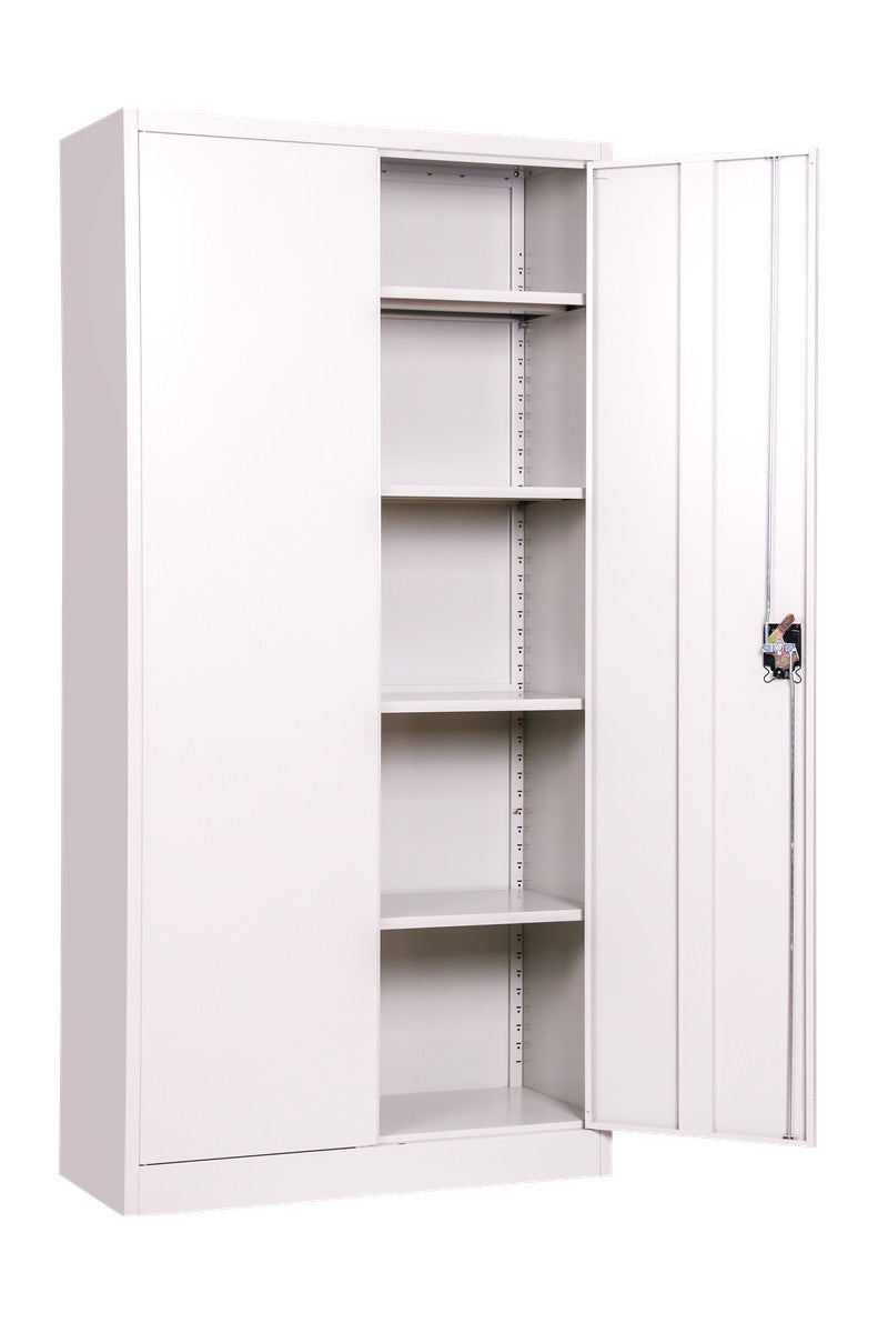 Metal Storage Cabinet with Locking Doors - Grey, 180cm, Ideal for Office and Garage Filing