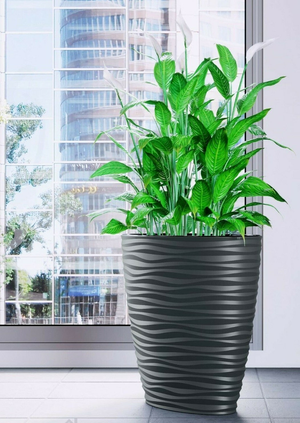 Large Tall Plant Pot Oval Ellipse Dunes Flower Indoor Garden Patio Planter