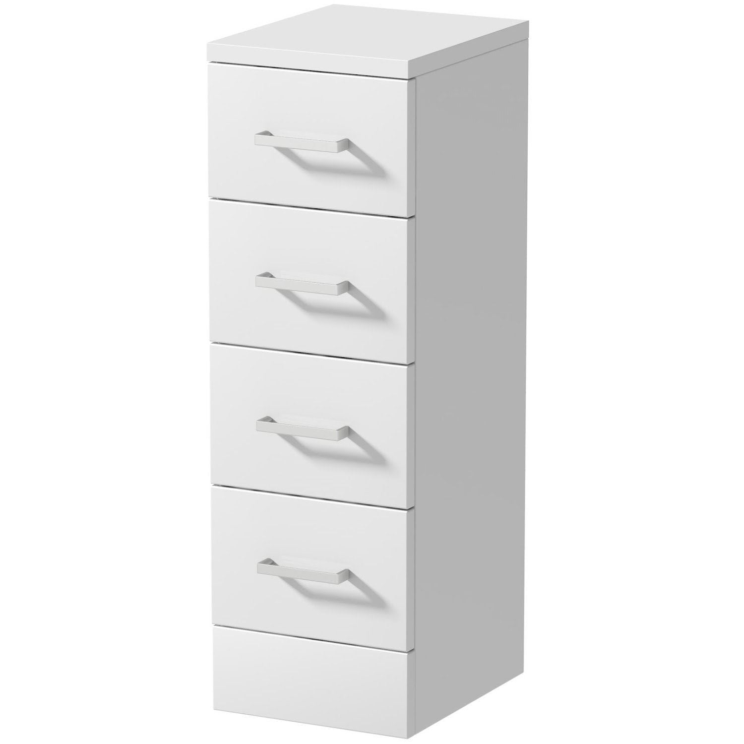 Freestanding 4-Drawer Storage Unit for Bathroom in Gloss White Finish, Dimensions 250x300mm