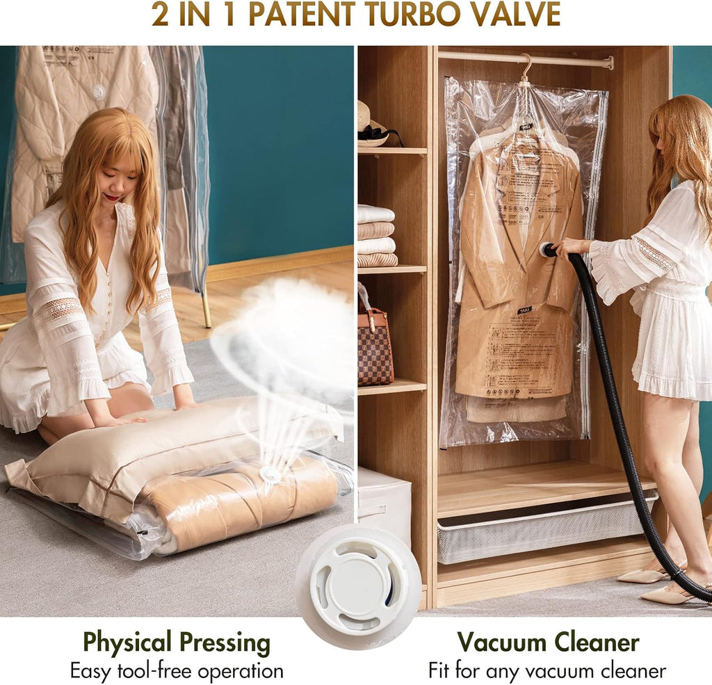 Vacuum-Sealed Hanging Storage Bags for Clothing, Set of 4, 135x70 CM, Ideal for Suits, Dress Coats, and Jackets, Closet Organizer Solution