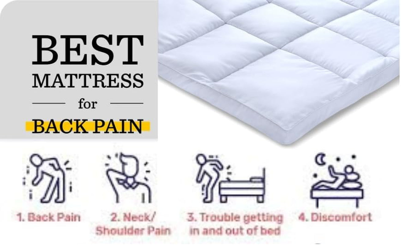 Hotel Quality Box Stitched Microfibre Mattress Topper 5Cm Super Soft Heavy Fill Orthopaedic anti Allergy Quilted Mattress Topper (Double,137Cm X190Cm)