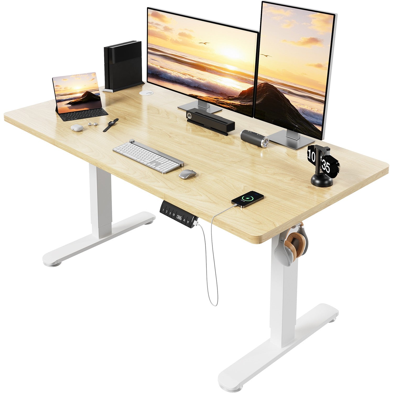 Electric Standing Desk with Integrated USB Charging Port - Single Surface Design