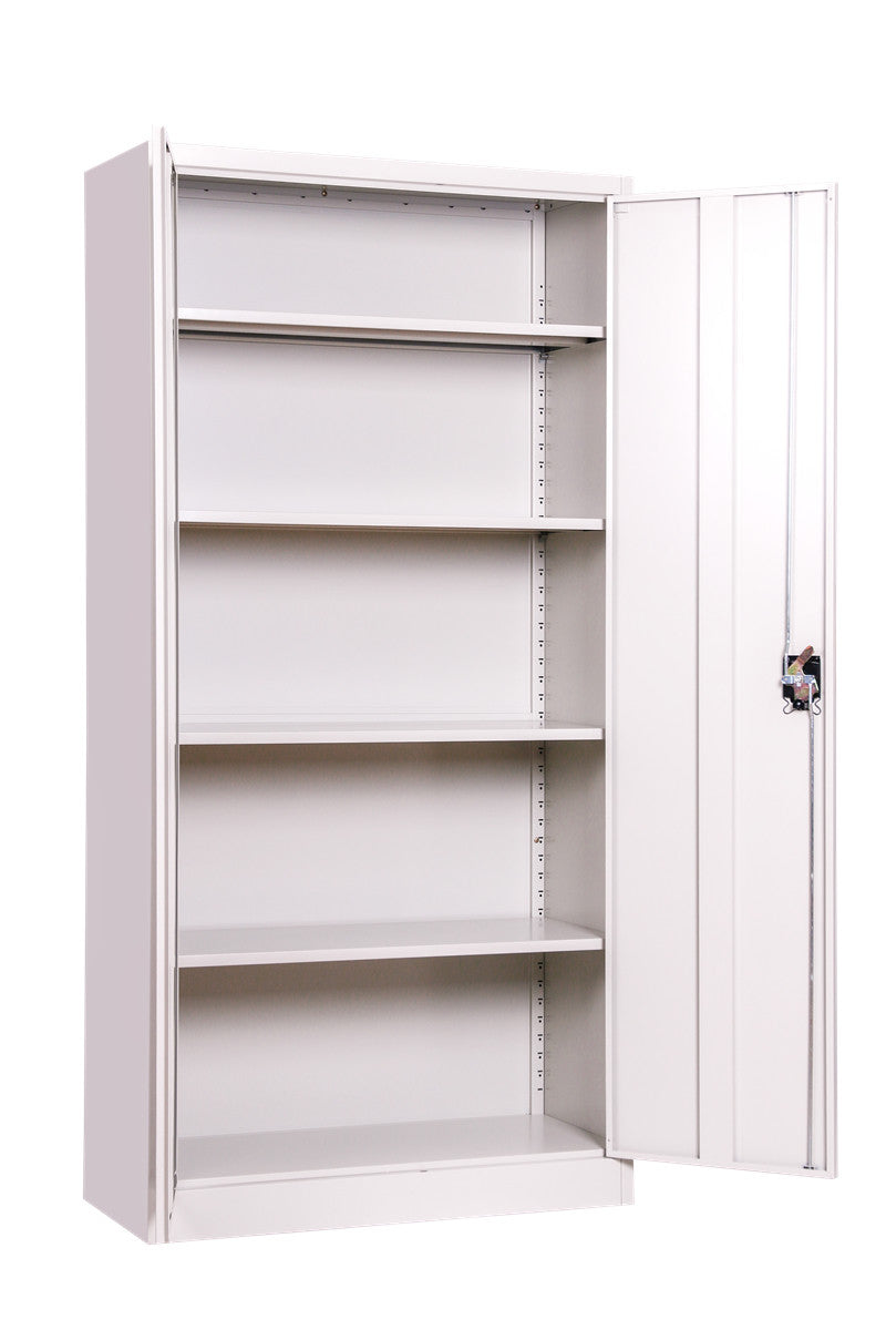 Metal Storage Cabinet with Locking Doors - Grey, 180cm, Ideal for Office and Garage Filing