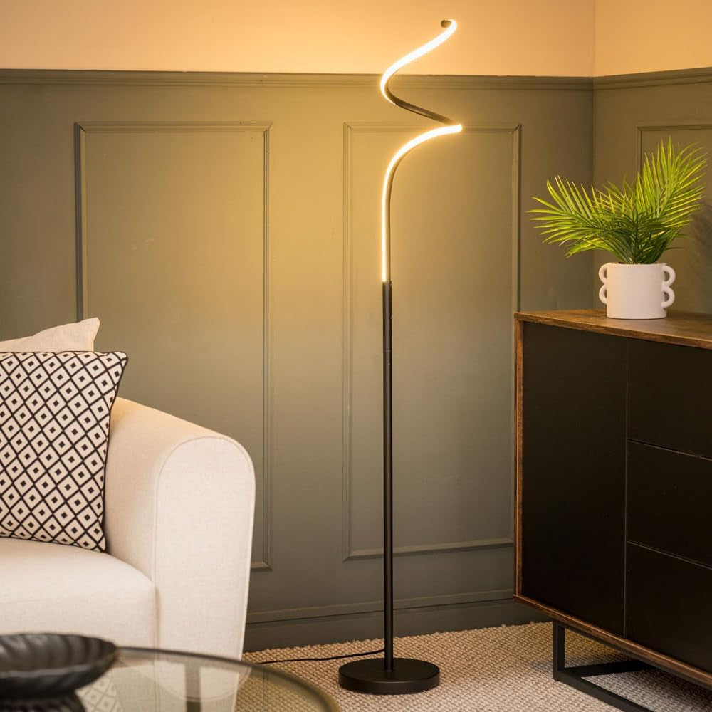 Matt Black Single Spiral Twist Floor Lamp - Essential Home Décor and Lighting Solution
