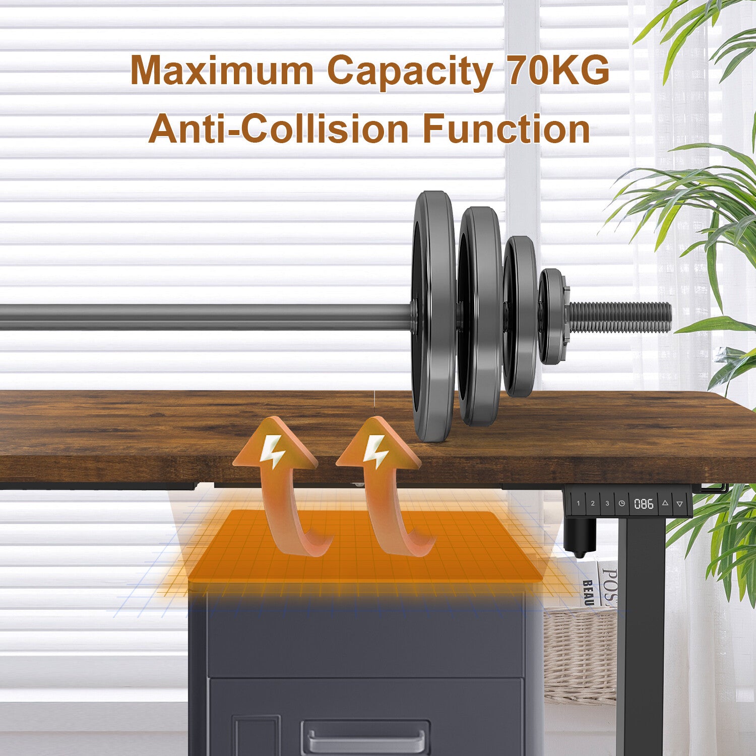 Electric Standing Desk with Integrated USB Charging Port - Single Surface Design