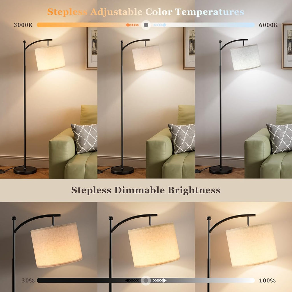 60-Inch Modern Arc Floor Lamp with Remote Control and Adjustable Color Temperature & Brightness for Living Room, Bedroom, and Office (Bulb Included)