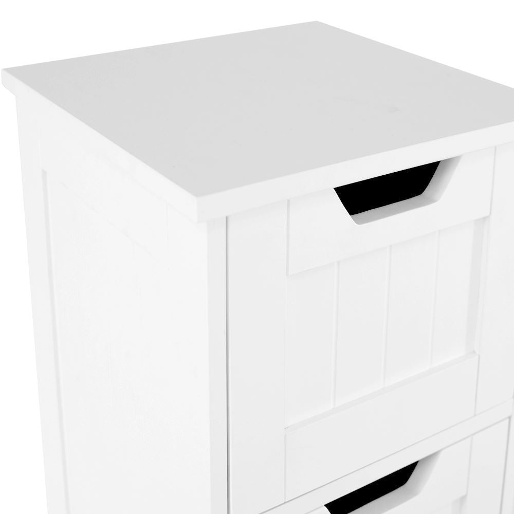 Bathroom Storage Cabinet with 4 Drawers and 1 Door in White Finish