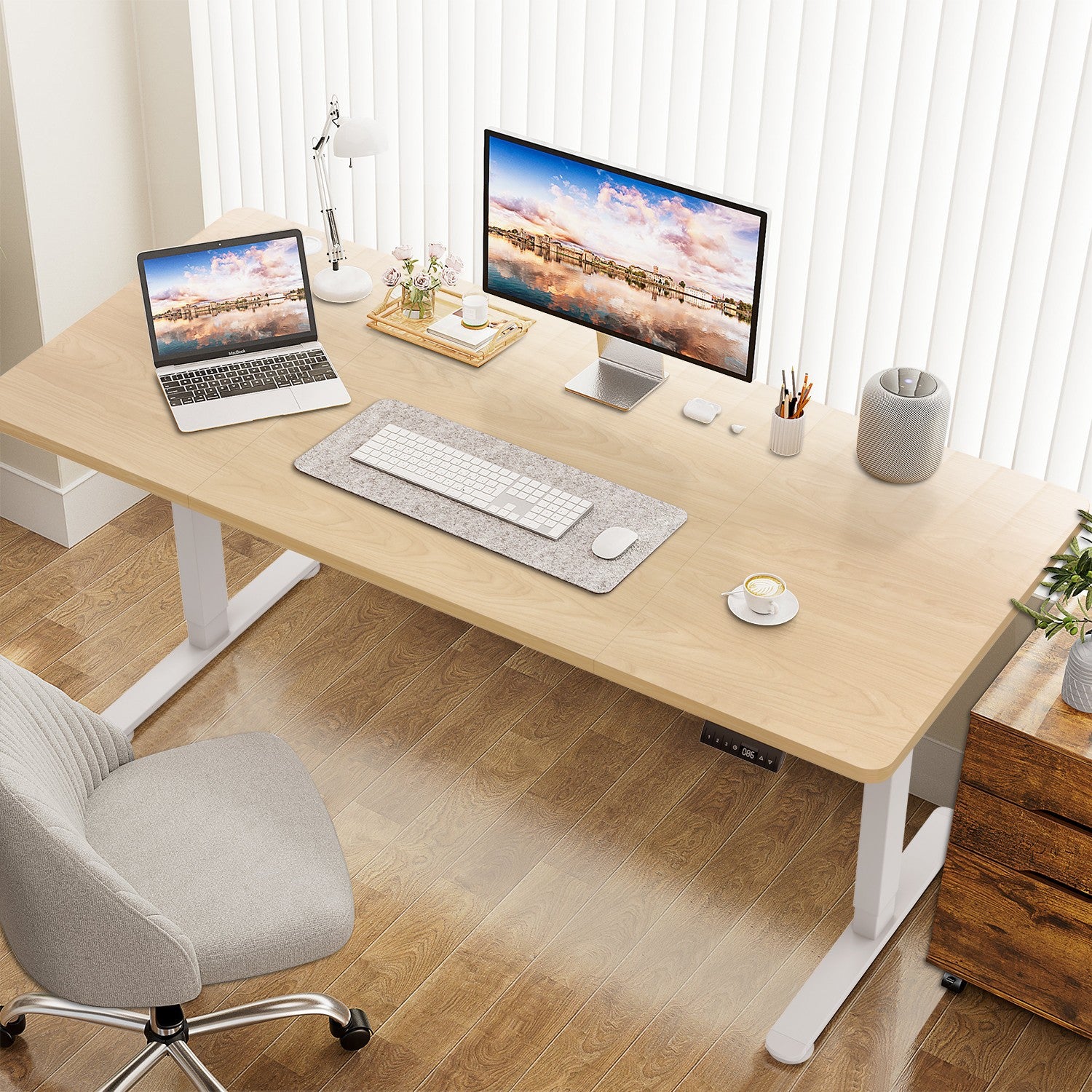 Electric Standing Desk with Integrated USB Charging Port - Single Surface Design