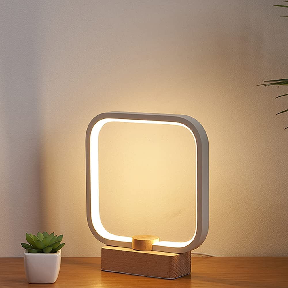 LED Wood Table Lamp, 3-Color Temperature Bedside Lamp,Bedroom Bedside Night Light, Dimmable Led Lighting, Small Table Lamps for Living Room Officecreative Home Decor, Unique House Warmging Gift