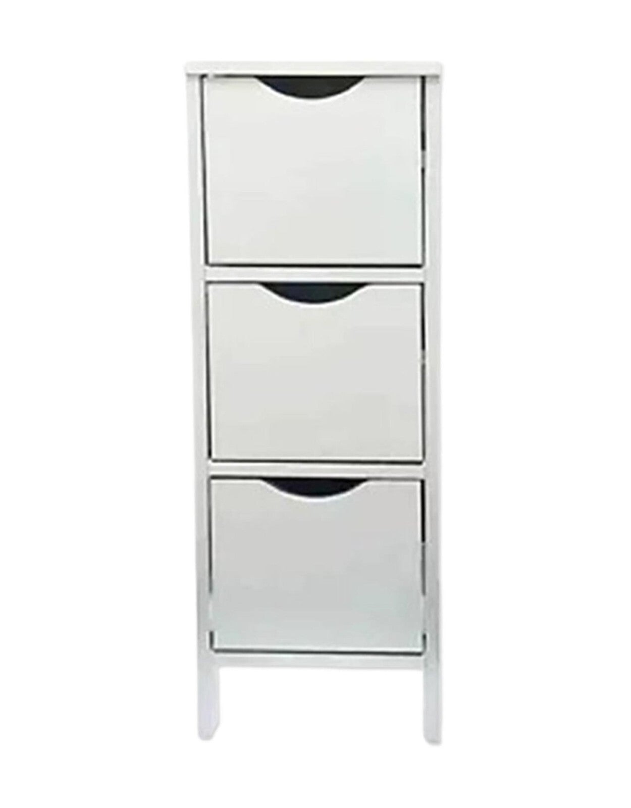 3-Drawer White Wooden Storage Cabinet for Bathroom and Filing Organization