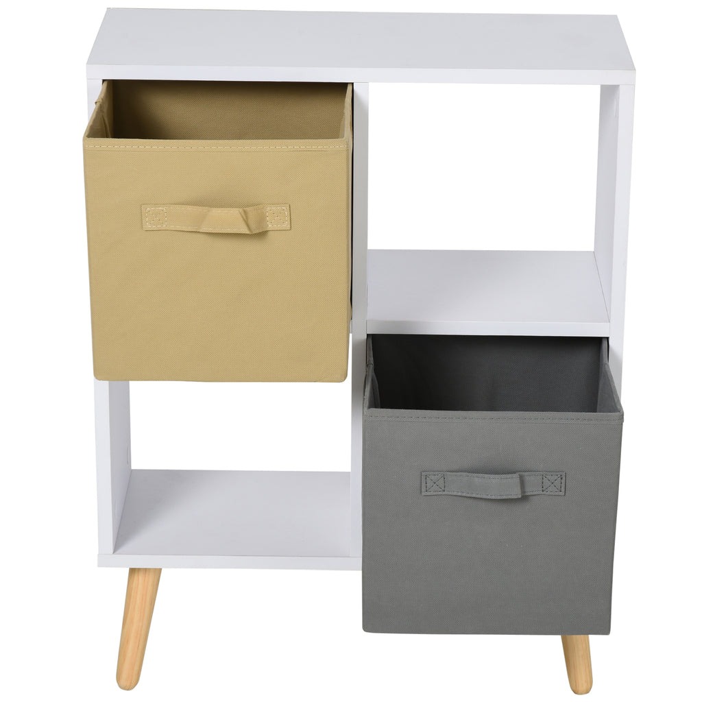 Freestanding 4-Cube Storage Cabinet with 2 Drawers and Display Shelves