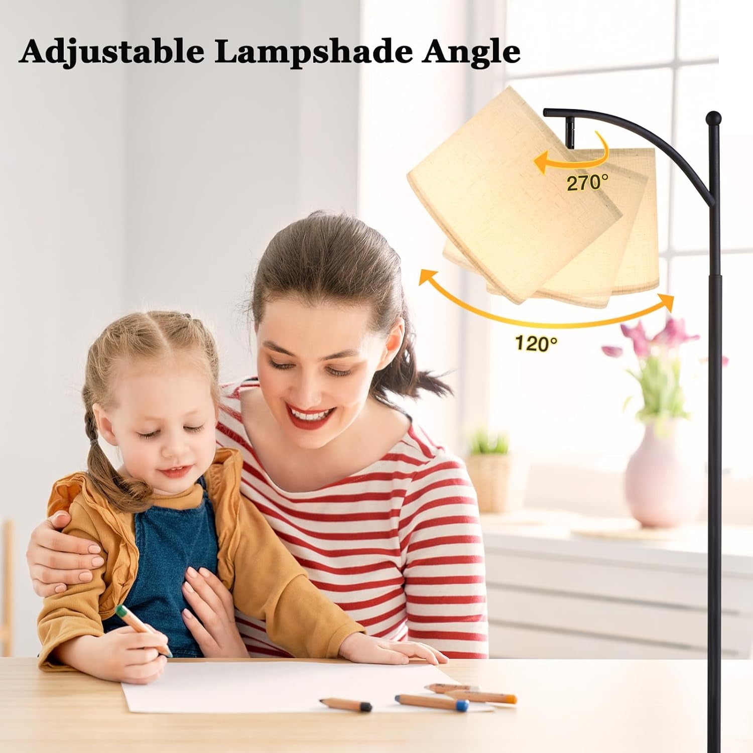 60-Inch Modern Arc Floor Lamp with Remote Control and Adjustable Color Temperature & Brightness for Living Room, Bedroom, and Office (Bulb Included)