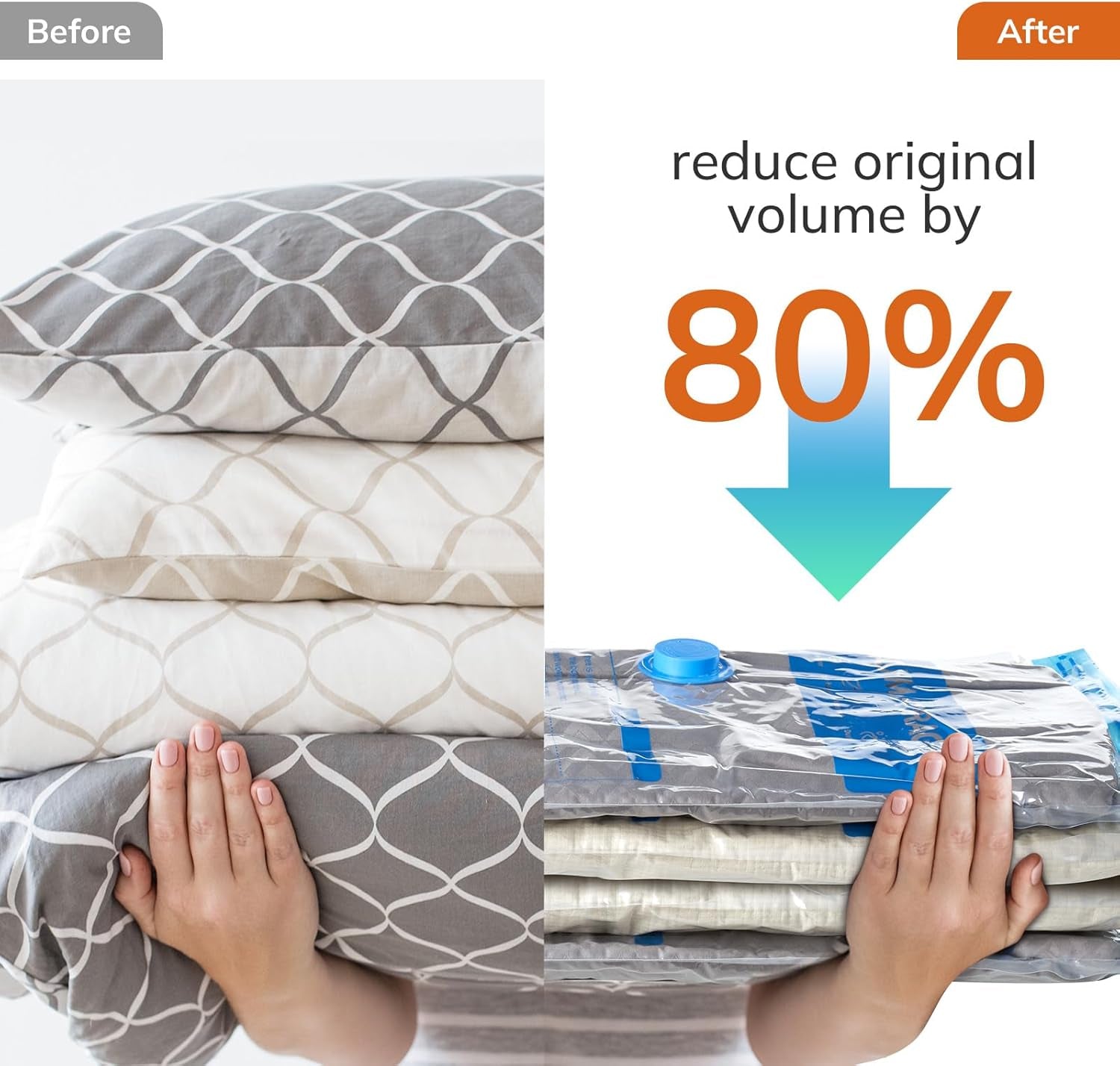 Vacuum Compression Storage Bags for Clothing - 12-Pack Reusable Space Saver Set with Wireless Electric Air Pump for Travel (Includes 3 Large, 3 Medium, 3 Small, and 3 X-Small Bags)