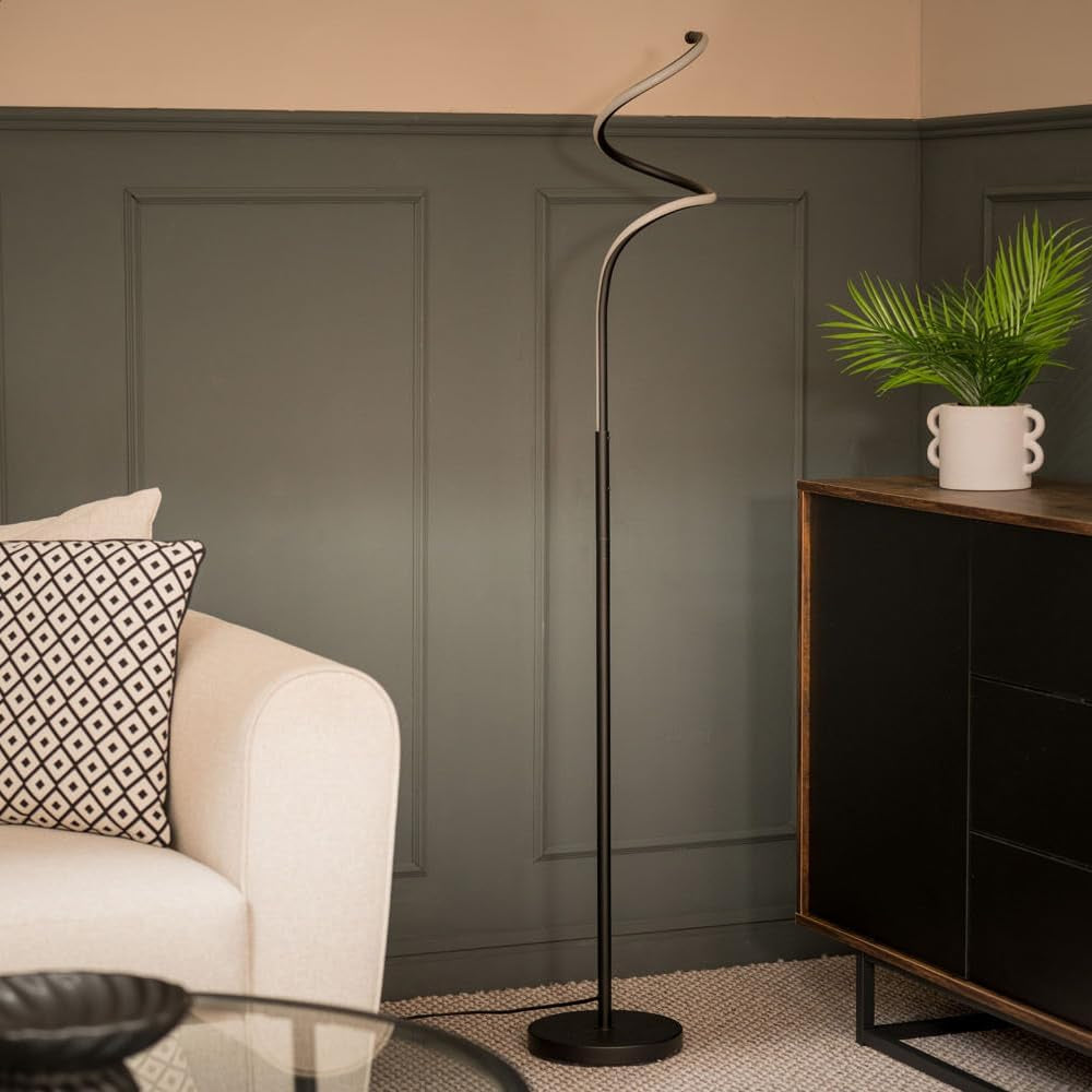 Matt Black Single Spiral Twist Floor Lamp - Essential Home Décor and Lighting Solution