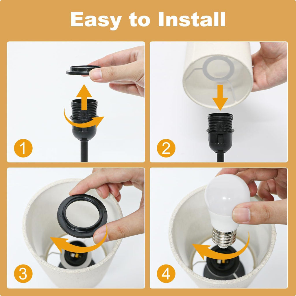 Bedside Lamps, Touch Lamp Bedside with USB A+C Charging Ports, 3-Way Dimmable LED, Table Lamp for Living Room Bedroom Gift with Beige Shade-Black Base (LED Bulb Included)