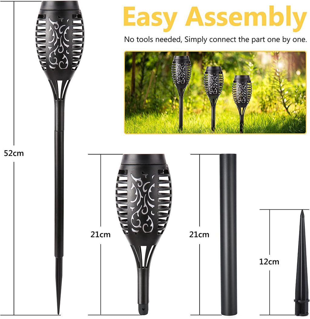 6 Pack Solar Flickering Dancing Flame Lights Waterproof Solar Torch Lights for Outdoor Garden Patio Pathway Yard Driveway Halloween Decorative
