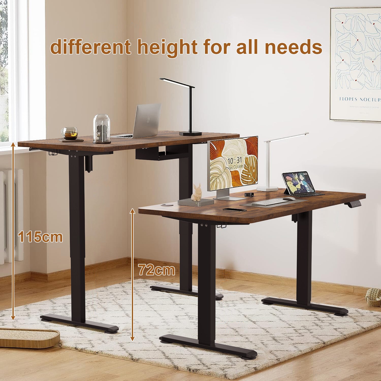 Electric Standing Desk with Integrated USB Charging Port - Single Surface Design