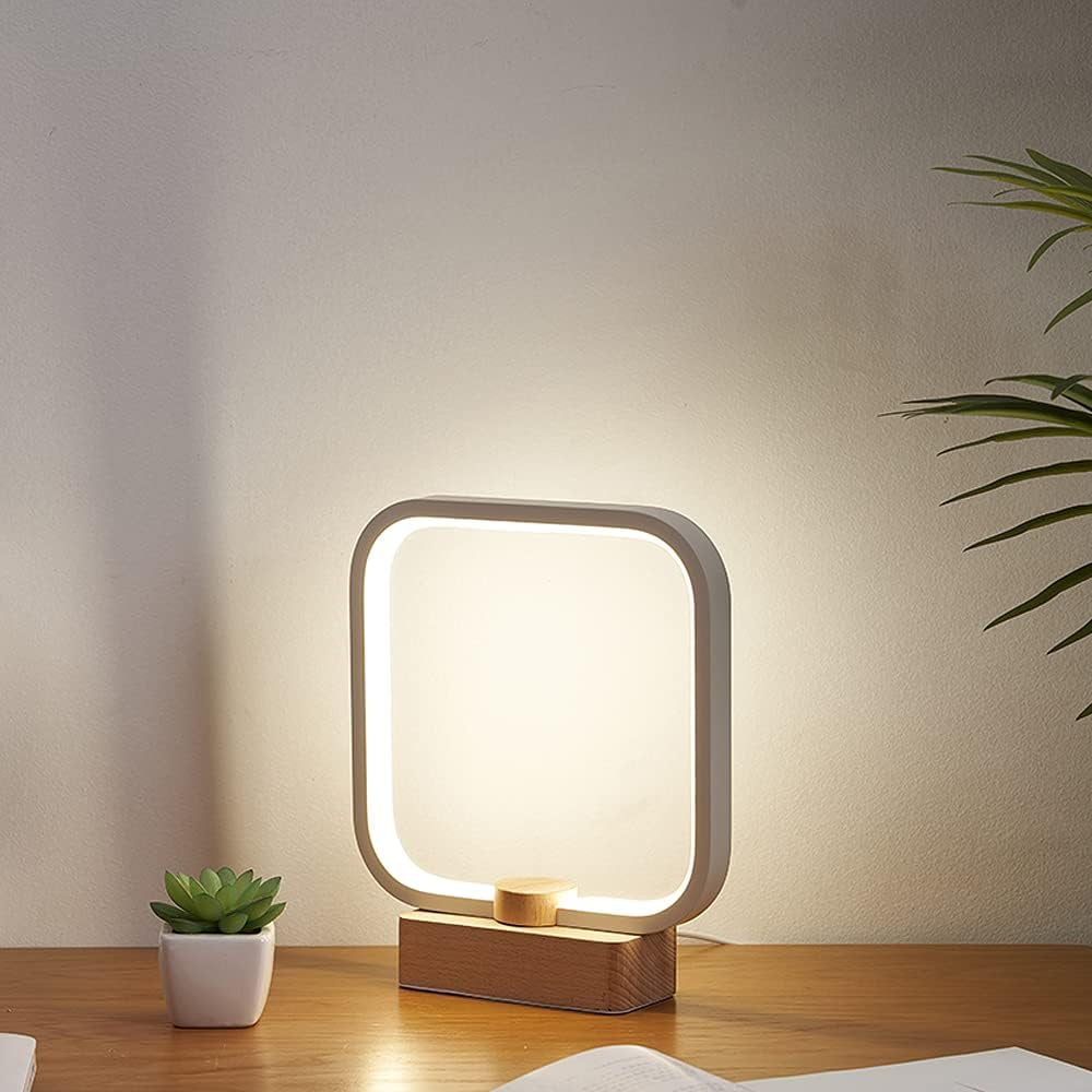 LED Wood Table Lamp, 3-Color Temperature Bedside Lamp,Bedroom Bedside Night Light, Dimmable Led Lighting, Small Table Lamps for Living Room Officecreative Home Decor, Unique House Warmging Gift