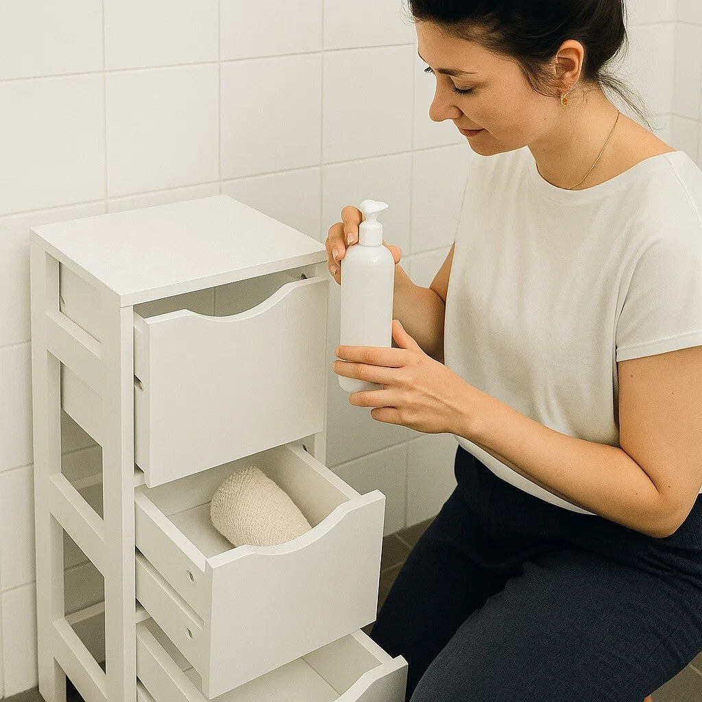 3-Drawer White Wooden Storage Cabinet for Bathroom and Filing Organization