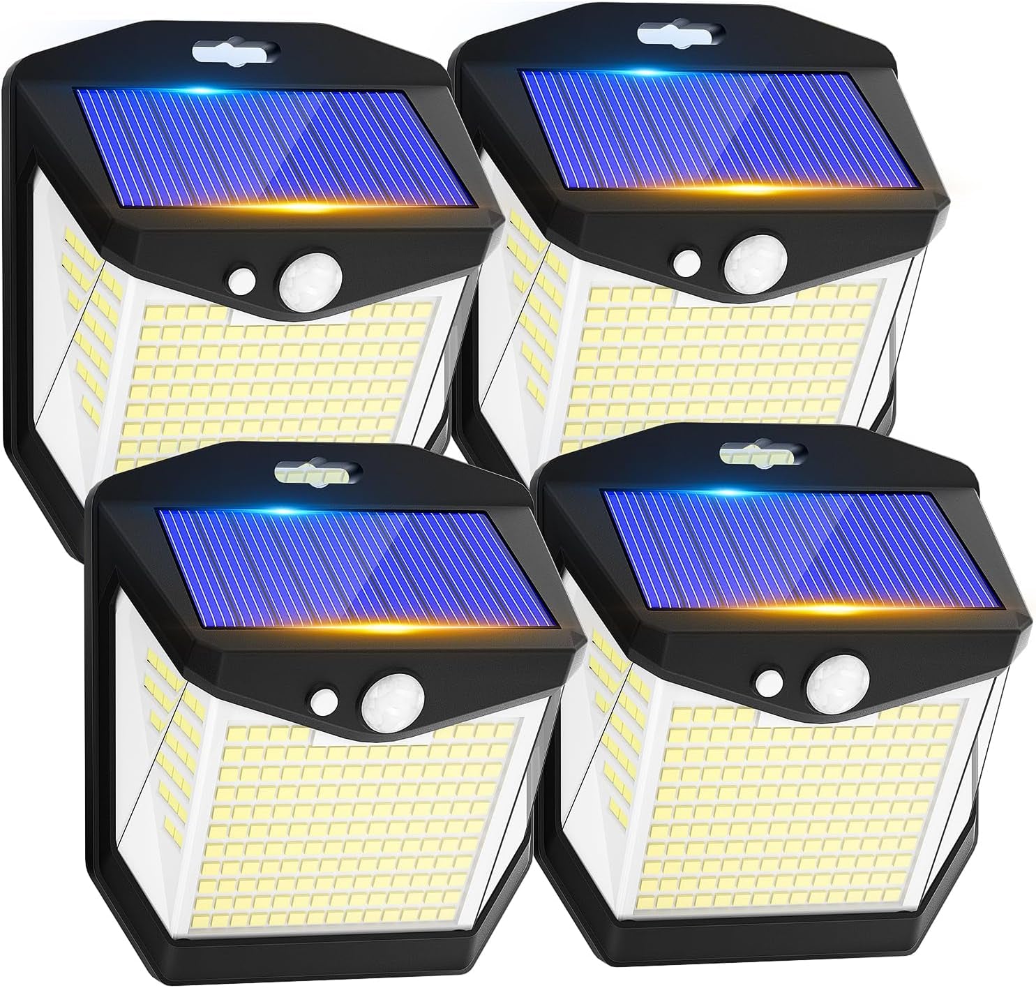 Solar Powered Outdoor Security Lights: 238 LED Motion Sensor Wall Lighting with 3 Modes and 270° Wide Angle, IP65 Waterproof - 4 Pack for Garden, Fence, Door, Garage, and Yard