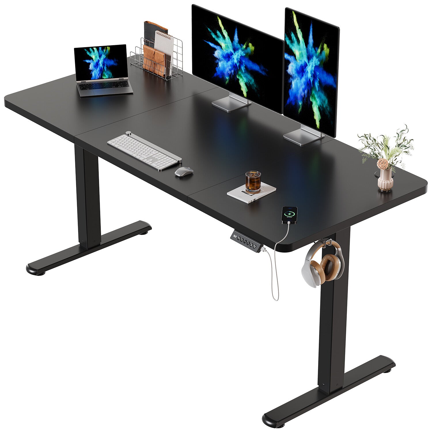 Electric Standing Desk with Integrated USB Charging Port - Single Surface Design