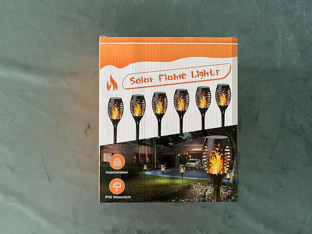 6 Pack Solar Flickering Dancing Flame Lights Waterproof Solar Torch Lights for Outdoor Garden Patio Pathway Yard Driveway Halloween Decorative