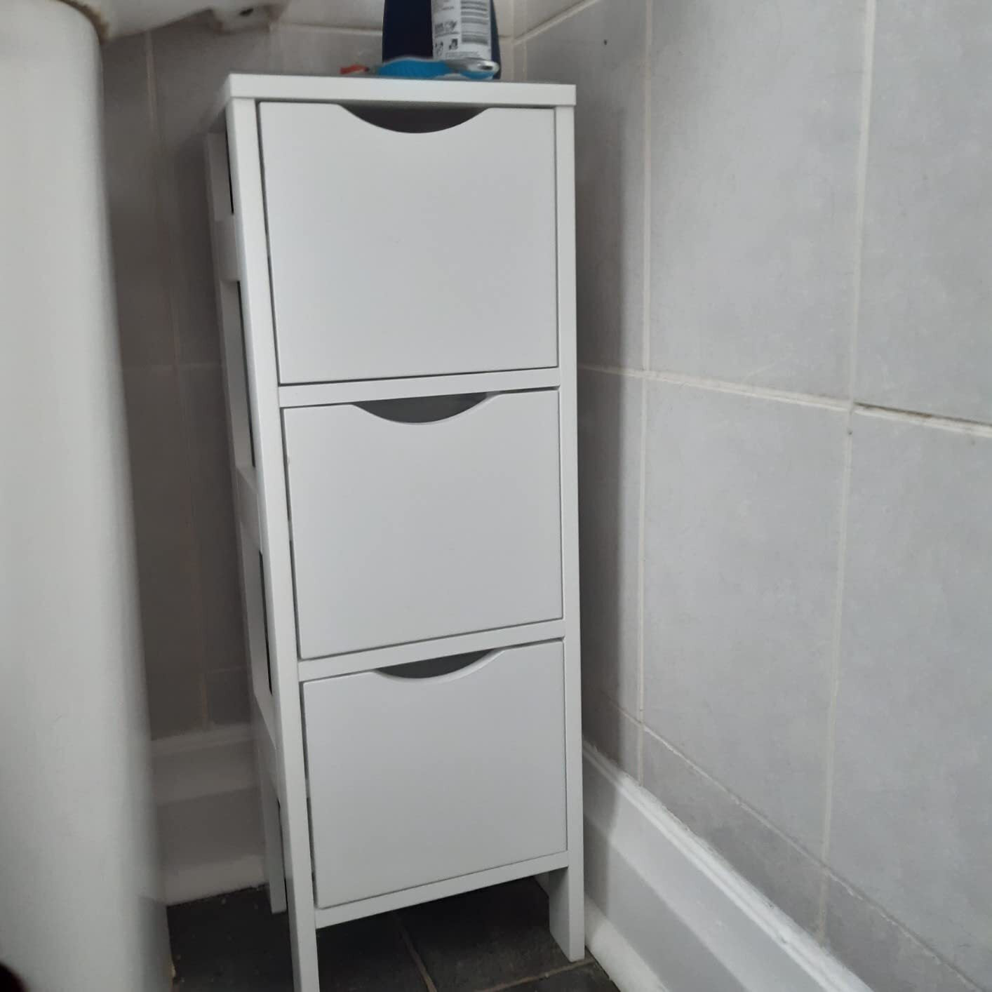 3-Drawer White Wooden Storage Cabinet for Bathroom and Filing Organization