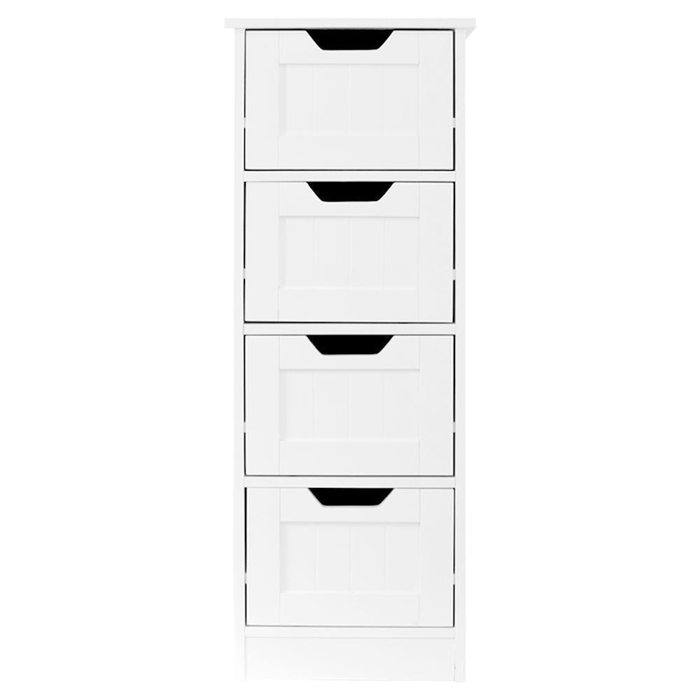 Bathroom Storage Cabinet with 4 Drawers and 1 Door in White Finish