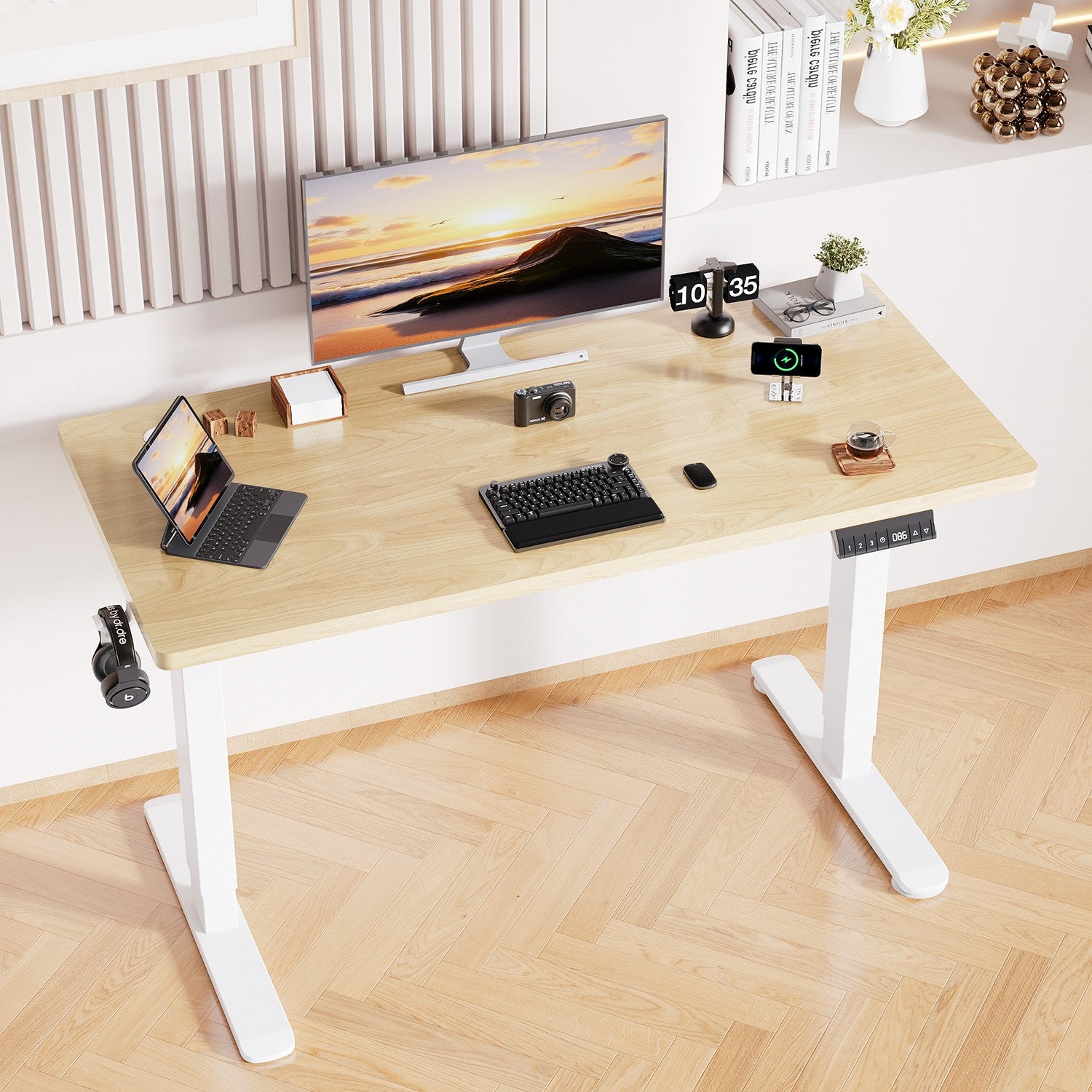 Electric Standing Desk with Integrated USB Charging Port - Single Surface Design