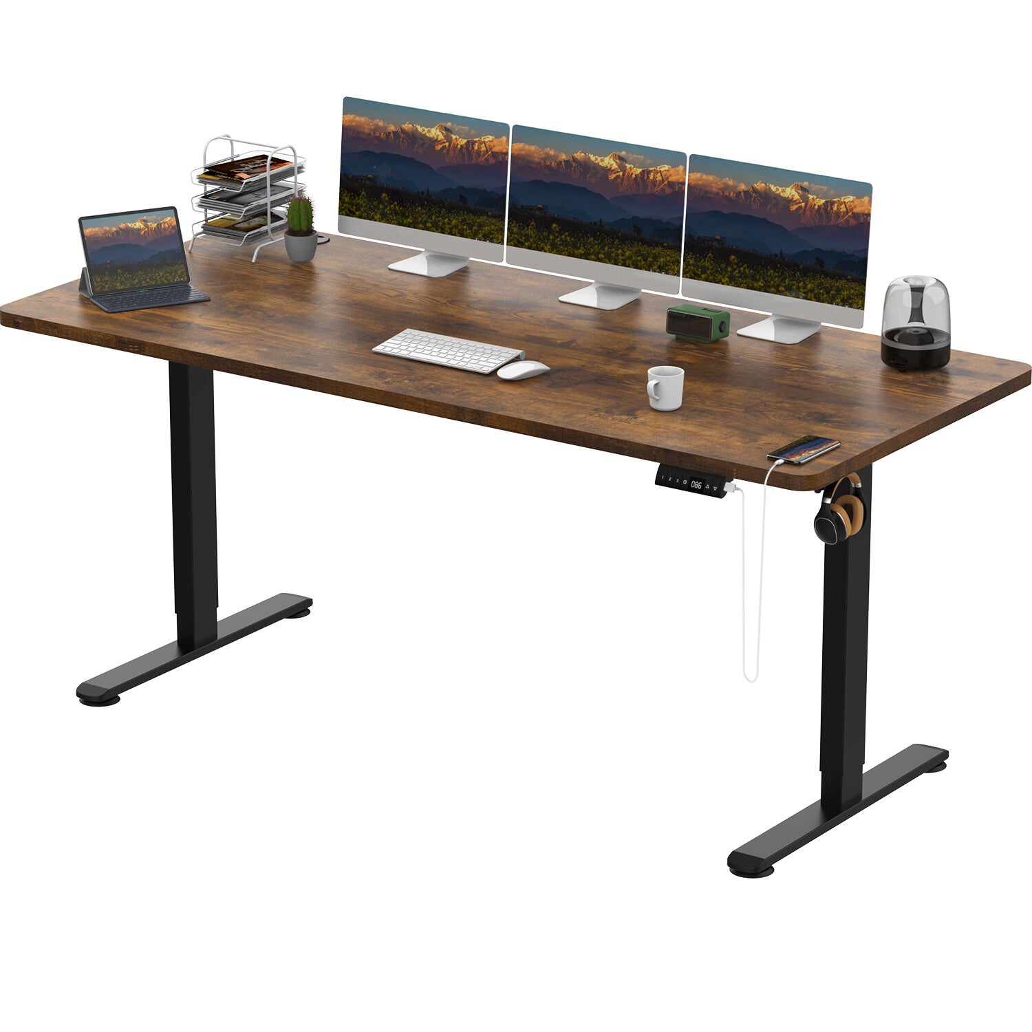 Electric Standing Desk with Integrated USB Charging Port - Single Surface Design