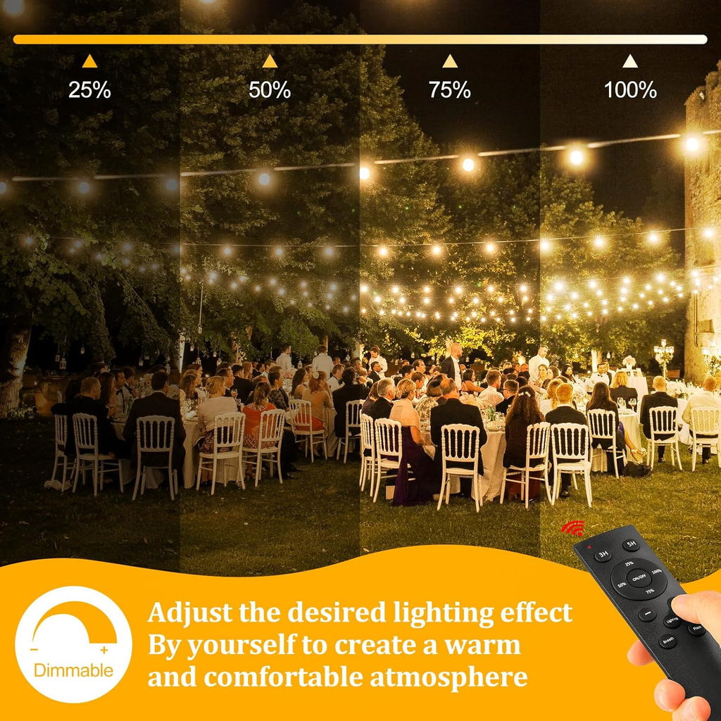 Garden-Outdoor-Lights-Mains-Powered-String-Festoon-Light LED 100Ft 30M outside Lighting Waterproof Bulb Patio Gazebo Party Pergola Wedding Backyard Porch Yard Terrace Electric Festival G40 Connectable
