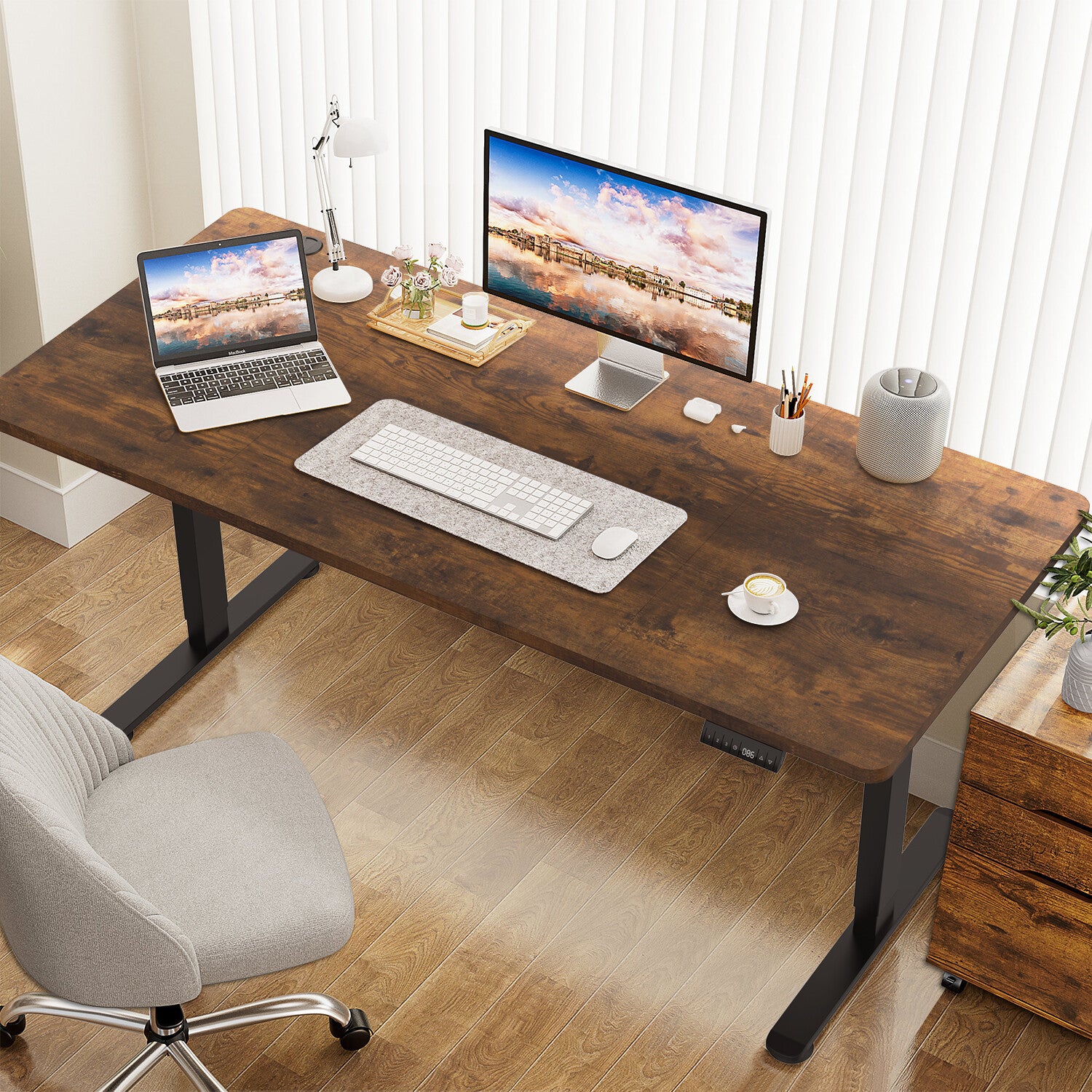 Electric Standing Desk with Integrated USB Charging Port - Single Surface Design