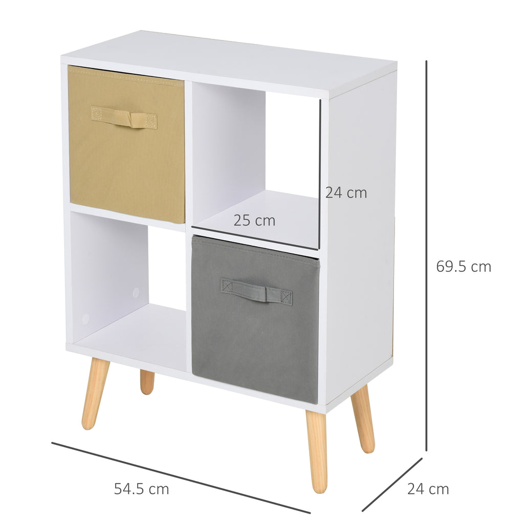 Freestanding 4-Cube Storage Cabinet with 2 Drawers and Display Shelves