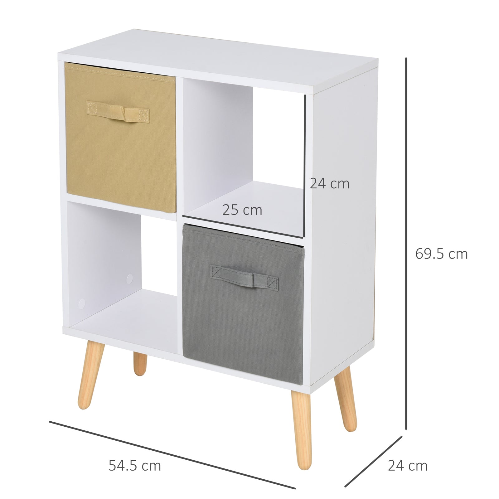 Freestanding 4-Cube Storage Cabinet with 2 Drawers and Display Shelves
