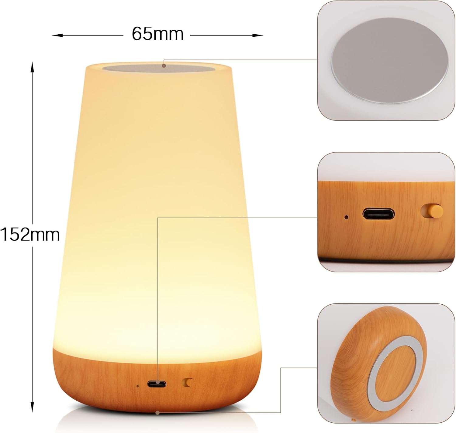 Night Light, LED Touch Bedside Table Lamp, 13 RGB Colours Changing, 5 Brightness Level Switch, Timing Function, Rechargable Remote Control Dimmable Light for Bedroom, Living Room