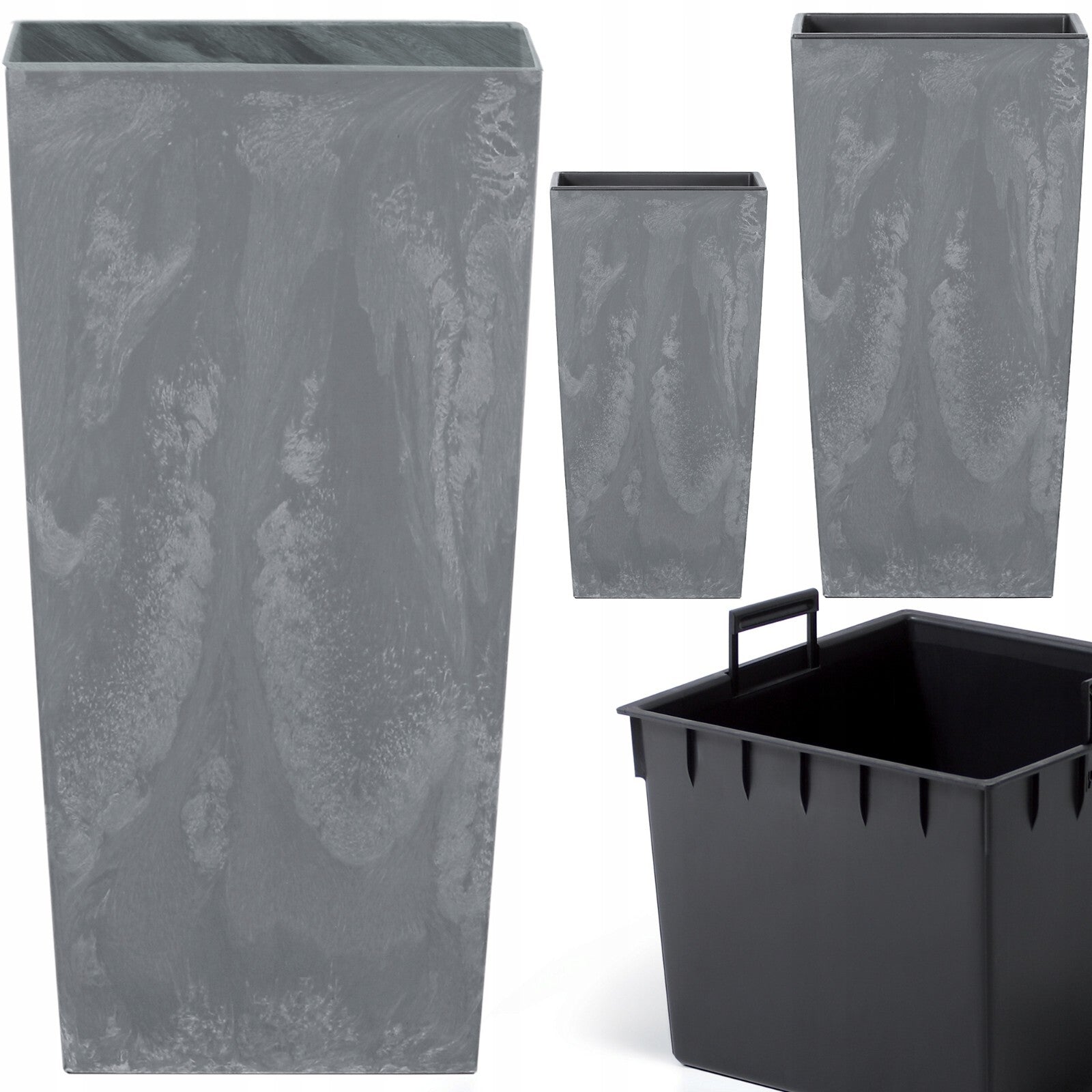 Tall Planter Plant Pot Square Concrete Effect Flower Indoor Outdoor Garden Patio