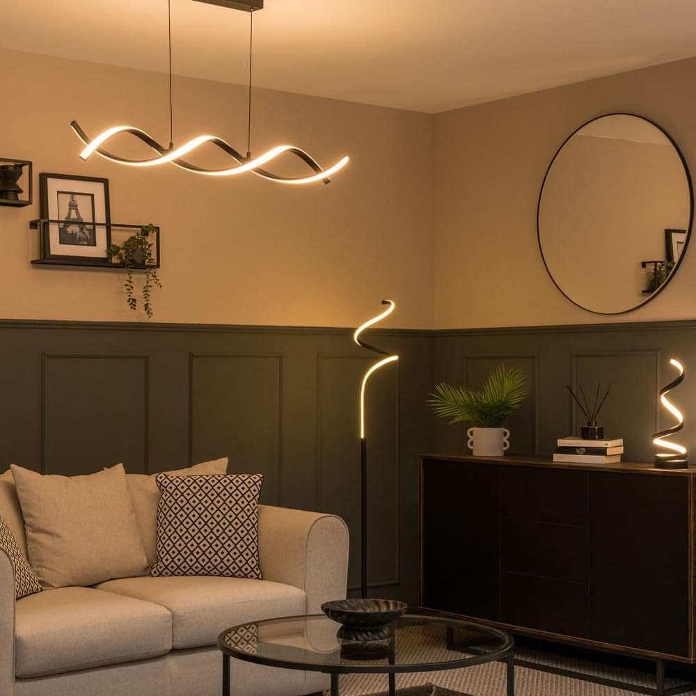 Matt Black Single Spiral Twist Floor Lamp - Essential Home Décor and Lighting Solution