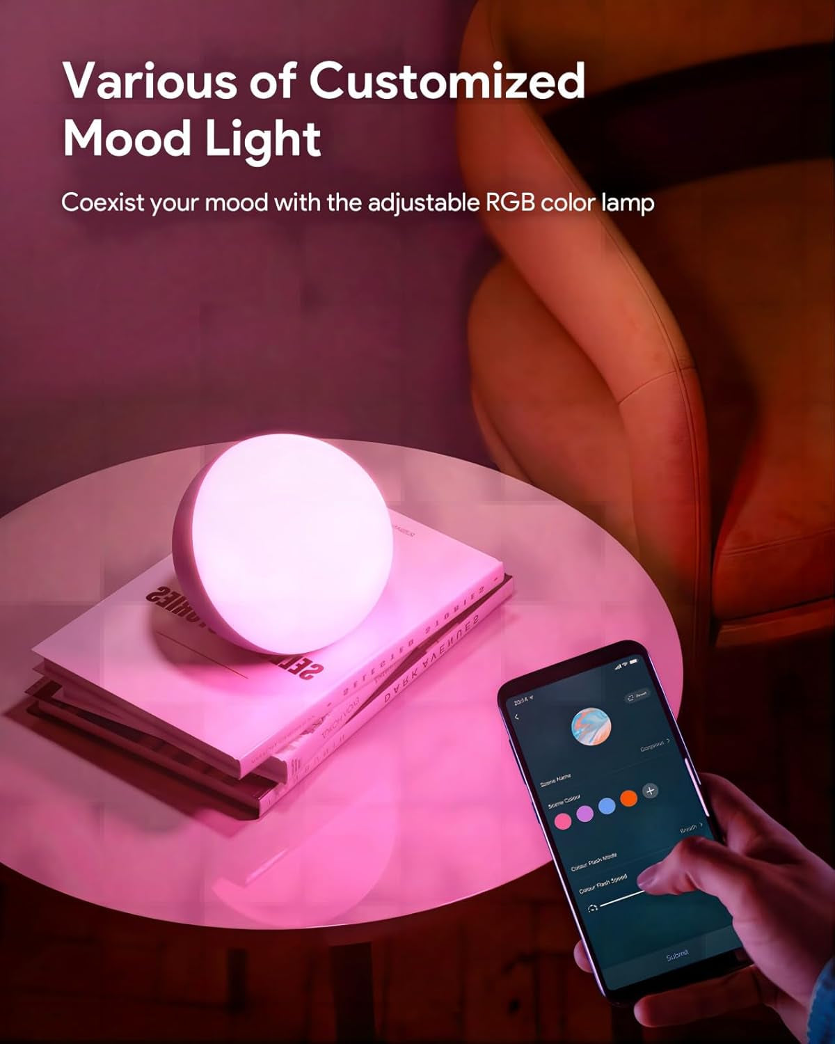 Smart Table Lamp, Dimmable Desk Lamp with App/Voice Control, LED RGB Color Changing Touch Lamp, Night Lamp for Bedroom Compatible with Alexa and Google Home