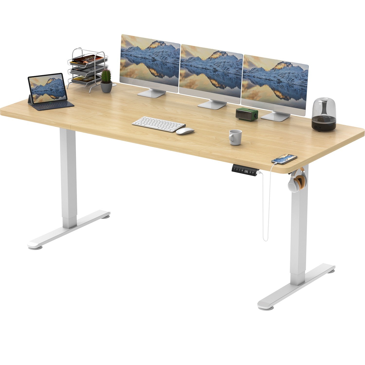 Electric Standing Desk with Integrated USB Charging Port - Single Surface Design