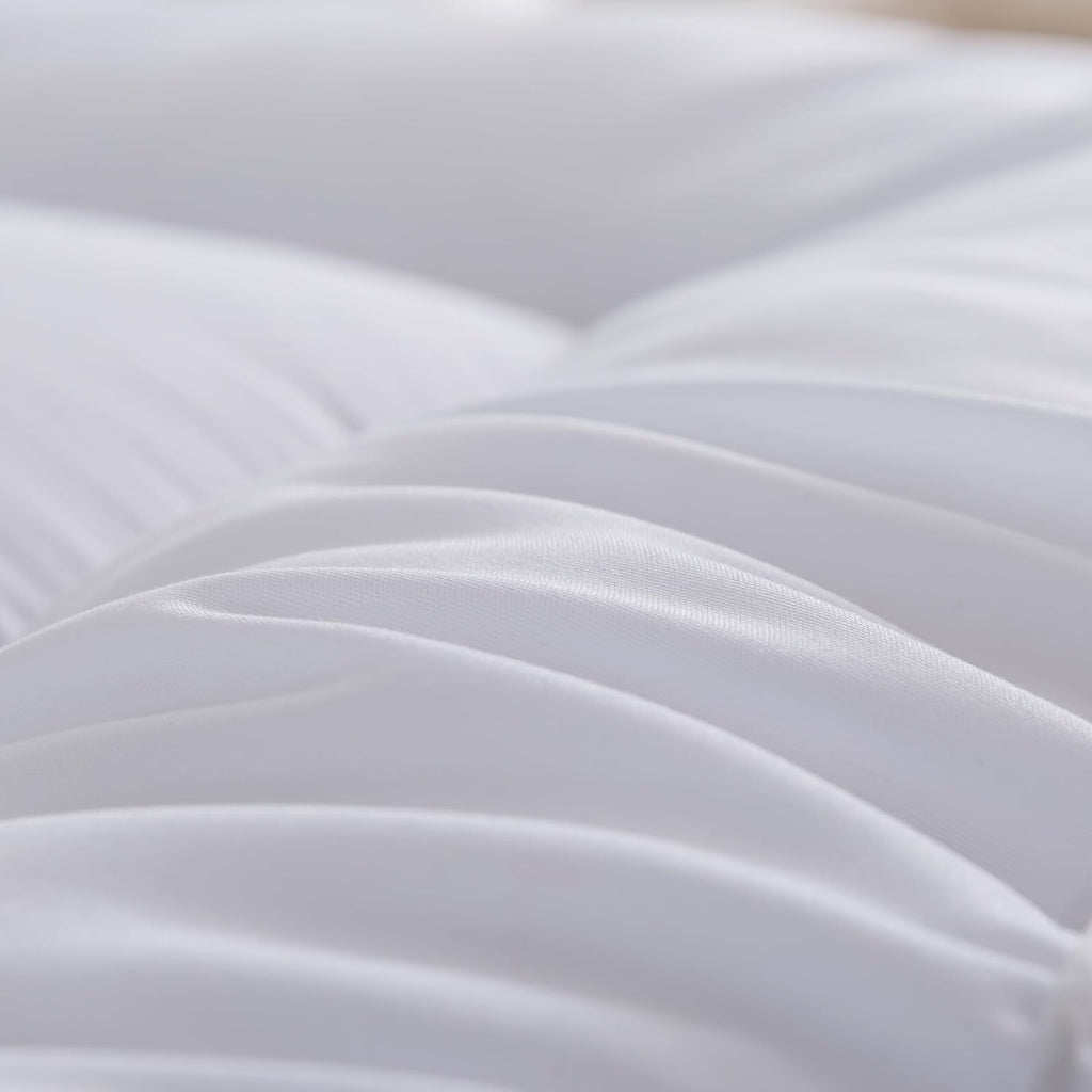 Hotel Quality Box Stitched Microfibre Mattress Topper 5Cm Super Soft Heavy Fill Orthopaedic anti Allergy Quilted Mattress Topper (Double,137Cm X190Cm)