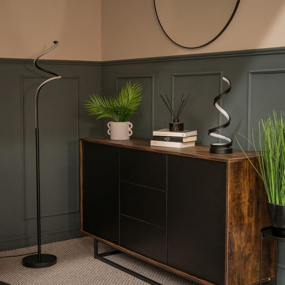 Matt Black Single Spiral Twist Floor Lamp - Essential Home Décor and Lighting Solution