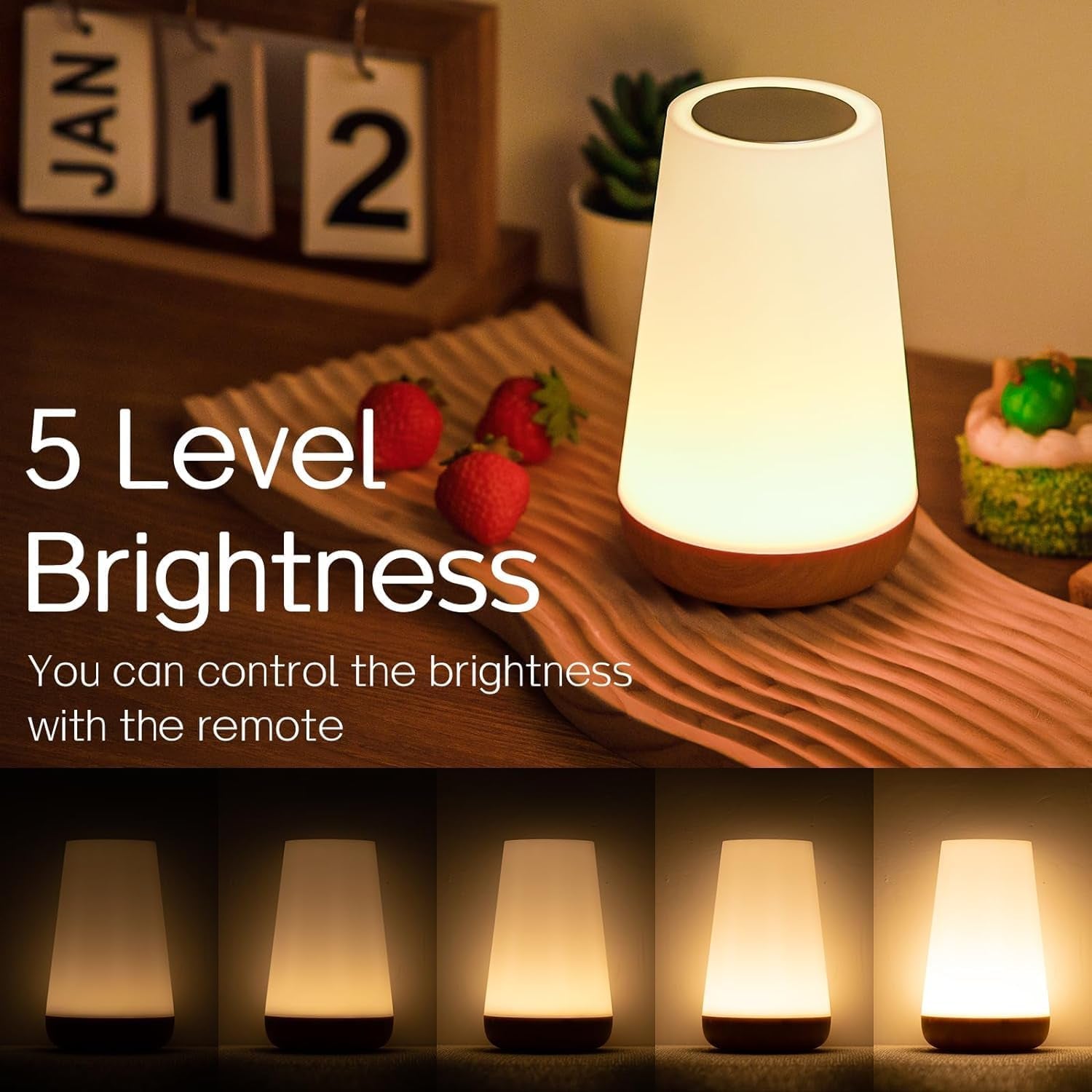 Night Light, LED Touch Bedside Table Lamp, 13 RGB Colours Changing, 5 Brightness Level Switch, Timing Function, Rechargable Remote Control Dimmable Light for Bedroom, Living Room