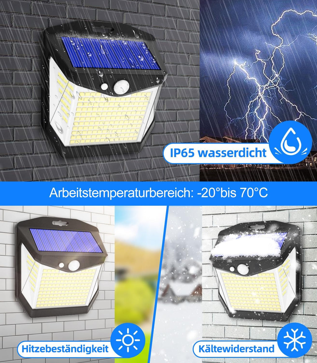 Solar Powered Outdoor Security Lights: 238 LED Motion Sensor Wall Lighting with 3 Modes and 270° Wide Angle, IP65 Waterproof - 4 Pack for Garden, Fence, Door, Garage, and Yard
