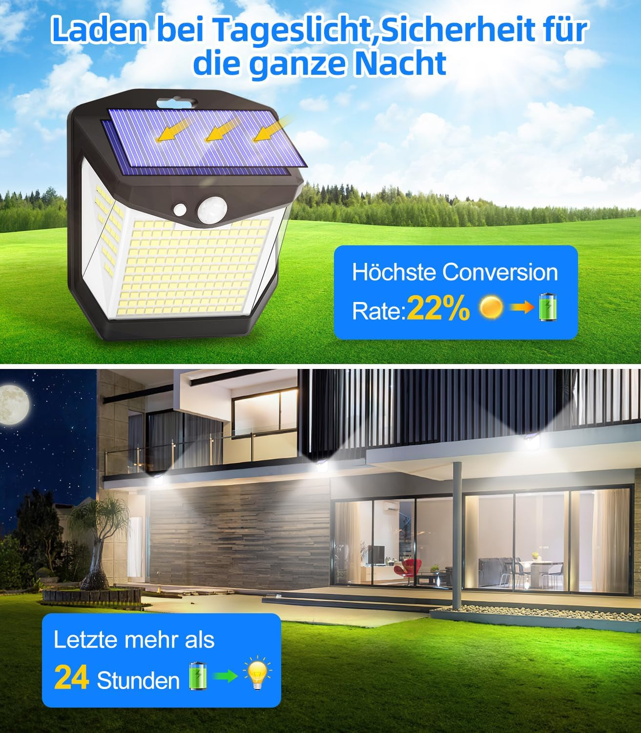 Solar Powered Outdoor Security Lights: 238 LED Motion Sensor Wall Lighting with 3 Modes and 270° Wide Angle, IP65 Waterproof - 4 Pack for Garden, Fence, Door, Garage, and Yard
