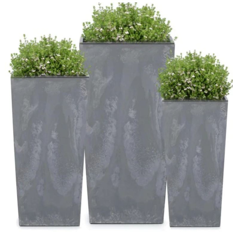 Tall Planter Plant Pot Square Concrete Effect Flower Indoor Outdoor Garden Patio